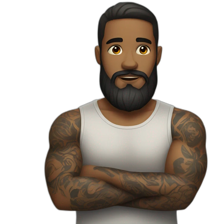 bearded man with tattoo on his arm emoji