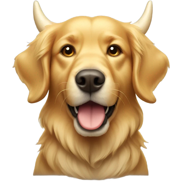 Golden retriever in Viking horns  emoji