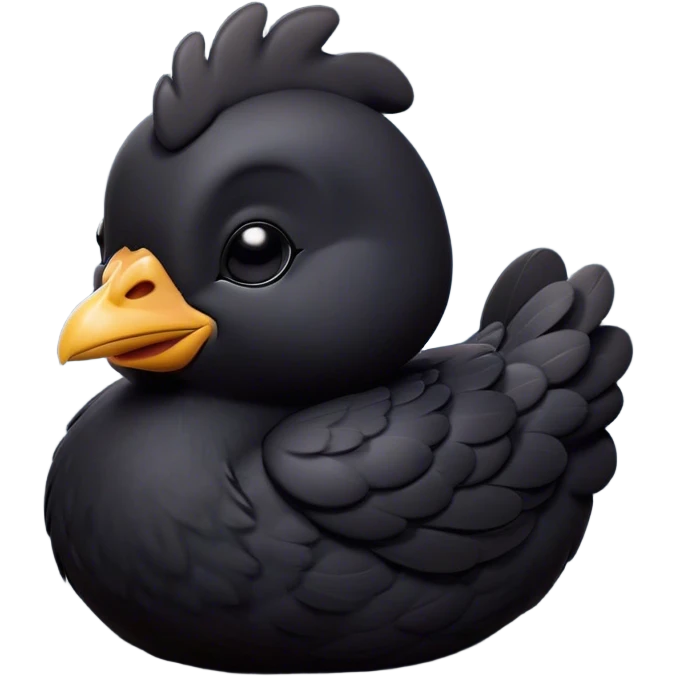 Meme-Worthy Cute Sleeping Black Chicken Portrait Emoji, Head resting peacefully with a contented smile, showcasing a delightfully compact build and a luxuriously soft black plumage, eyes shut in a serene, restful nap, Simplified yet hilariously adorable features, highly detailed, glowing with a soft, drowsy light, high shine, relaxed and utterly lovable, stylized with an air of playful laziness, bright and heartwarming, soft glowing outline, capturing the essence of a comically sleepy chicken, so meme-worthy it feels like it could instantly become the next viral sensation of adorable slumber! emoji