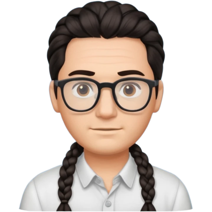 braided dark haired man with glasses emoji