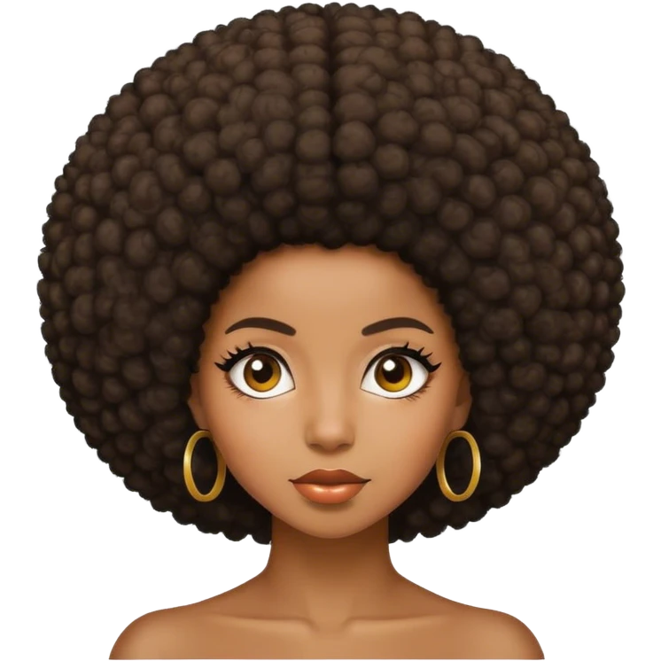 Brown skin black girl with afro  emoji