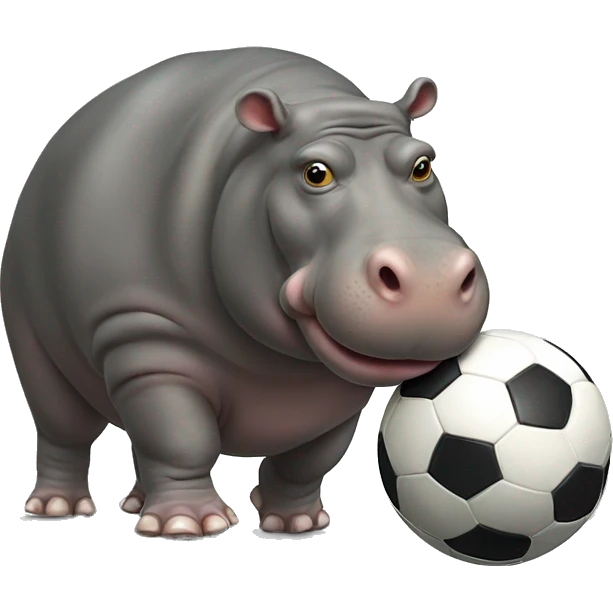 fat hippo as soccer player kick ball left leg emoji