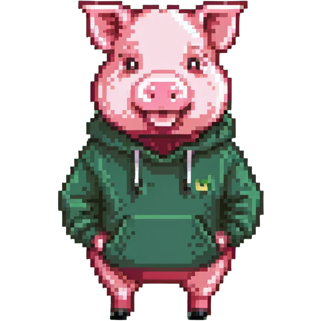 pig with a beard wearing a green sweatshirt emoji