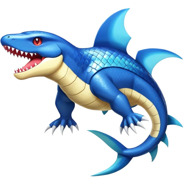 Shiny Exotic Colorful epic Sharpedo-Garchomp-Gabite-Salamence-Koraidon-Feraligatr-Fakémon-hybrid-creature (full body)  emoji