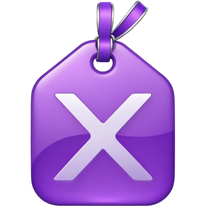 Discount tag with percent symbol in violet colors. emoji