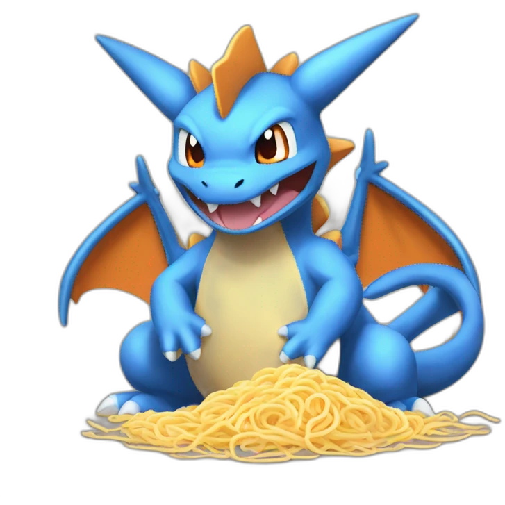 mega charizard x eating noodles emoji