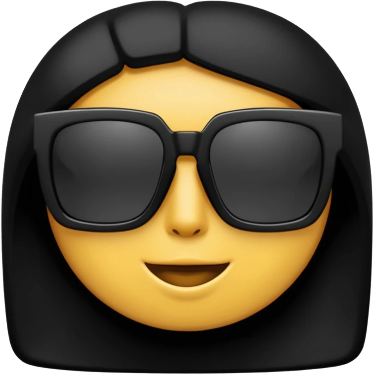 black stylish sunglasses, square-shaped, thick frame, inspired by Saint Laurent, shown directly from the front, simplified and cartoon-like, emoji style, clean lines, bold and clear, high resolution, plain background, PNG style, with a bit of reflection on the lenses emoji