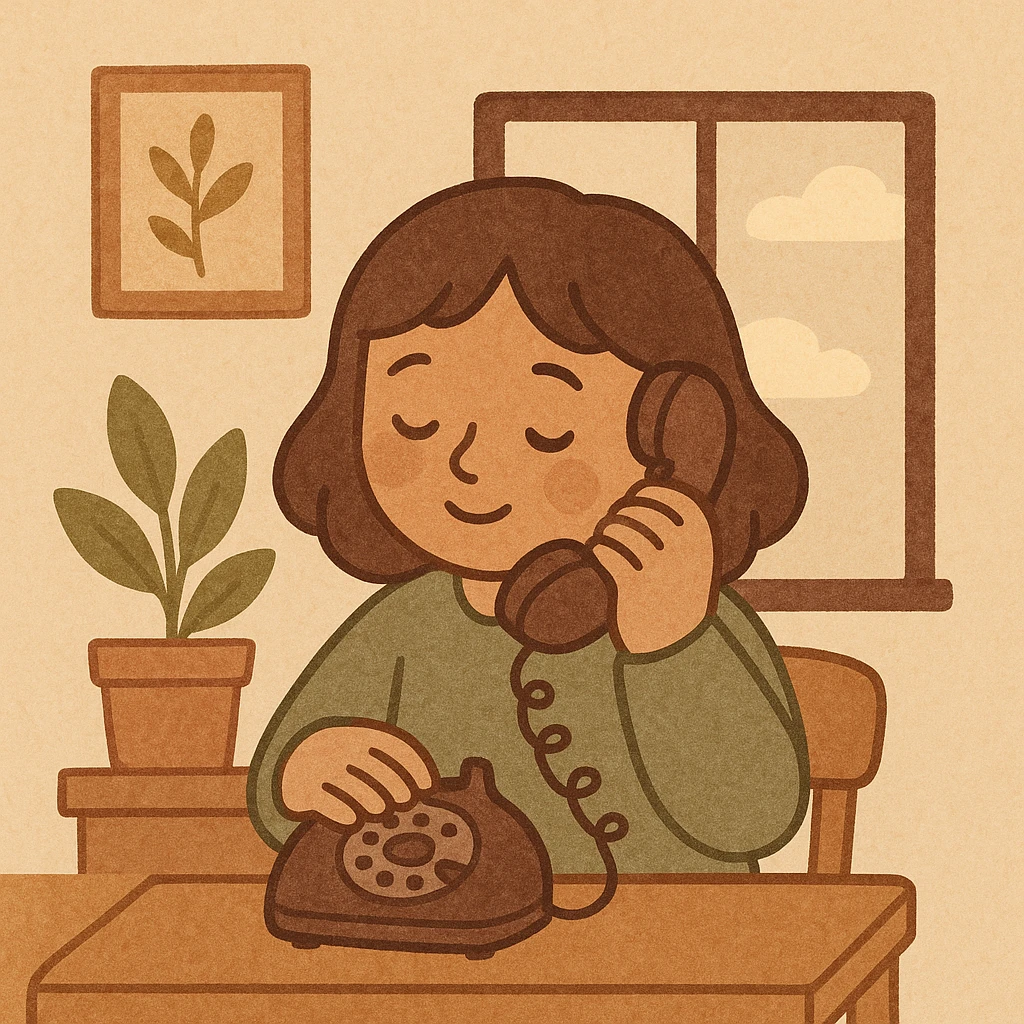 girl talking on telephone in her room emoji