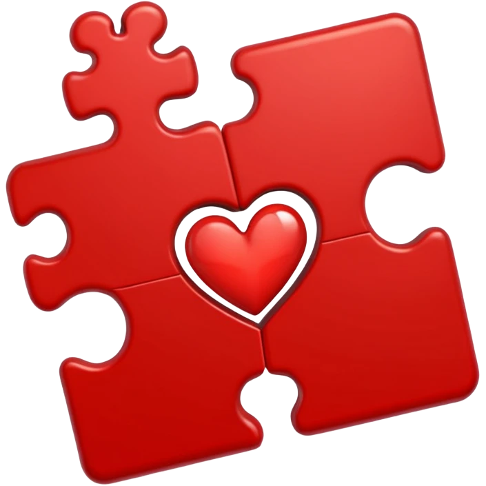 puzzle piece fitting with another and heart emoji