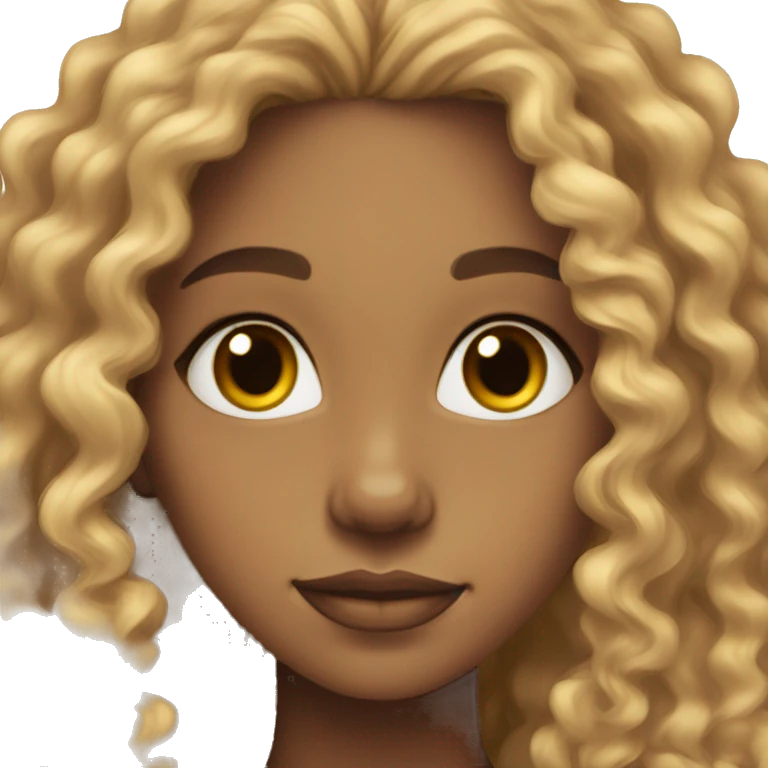 Mixed girl /curly long hair, black light color/ with dark brown eyes  emoji
