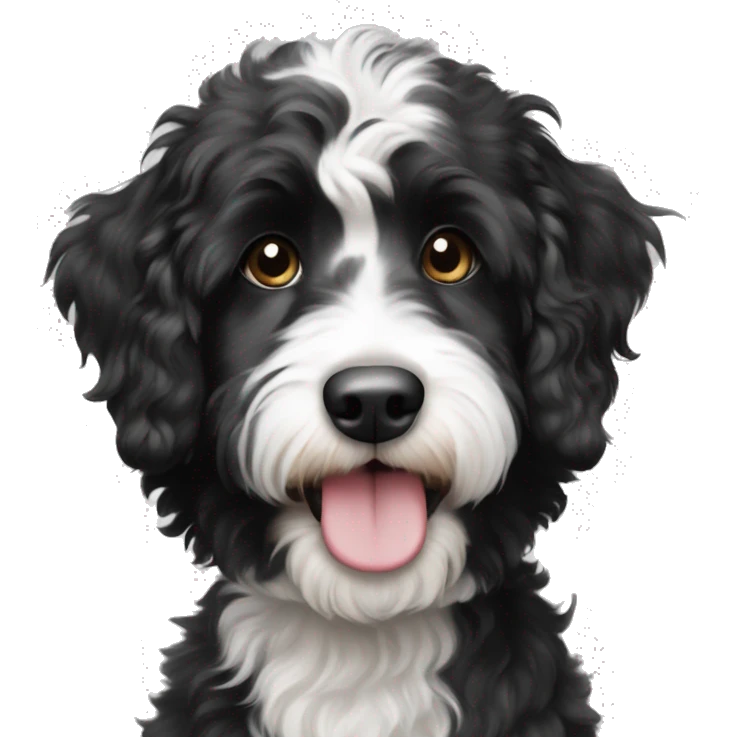 Black and white Aussiedoodle emoji