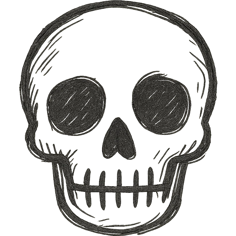 skull, hand drawn icon style emoji