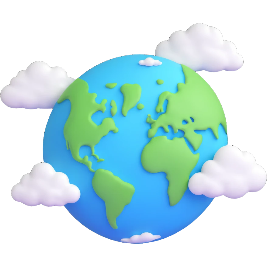 Earth from space, blue and green with clouds emoji