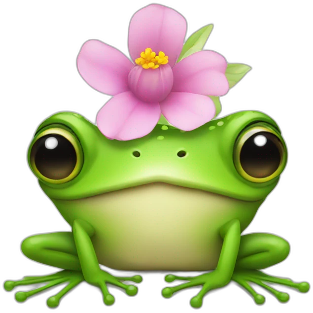 Frog with flower emoji