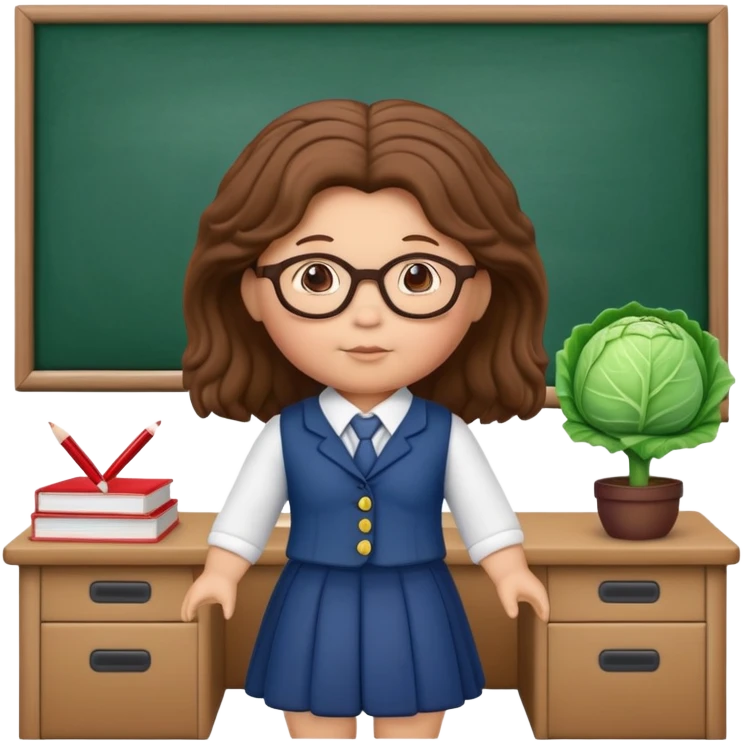 Cabbage patch doll dressed as a teacher with brown hair  emoji