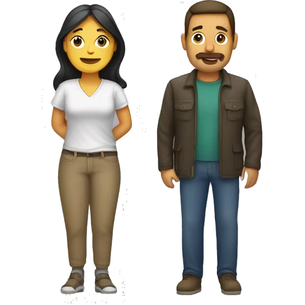 mujer y hombre junto a una carpa  emoji