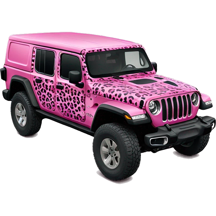 Realistic pink leopard print pattern Jeep Gladiator truck. emoji