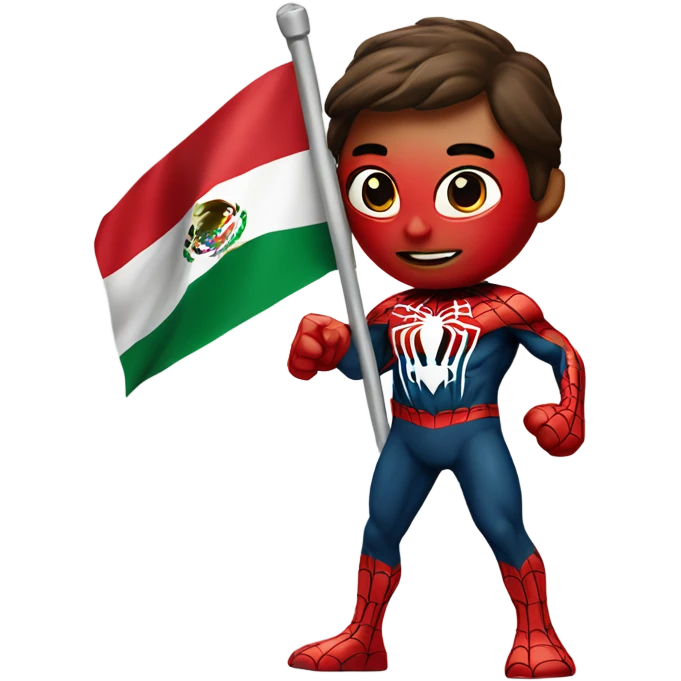 Spider-Man carrying a Mexican flag emoji
