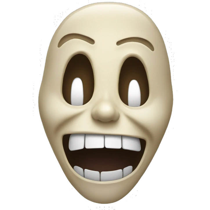 Emoji of the Scream mask character laughing, with wide eyes and a big open mouth, blending eerie and joyful vibes. emoji