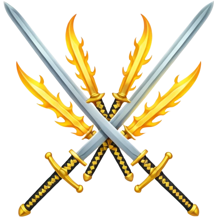Fully yellow two swords crossed fiery emoji