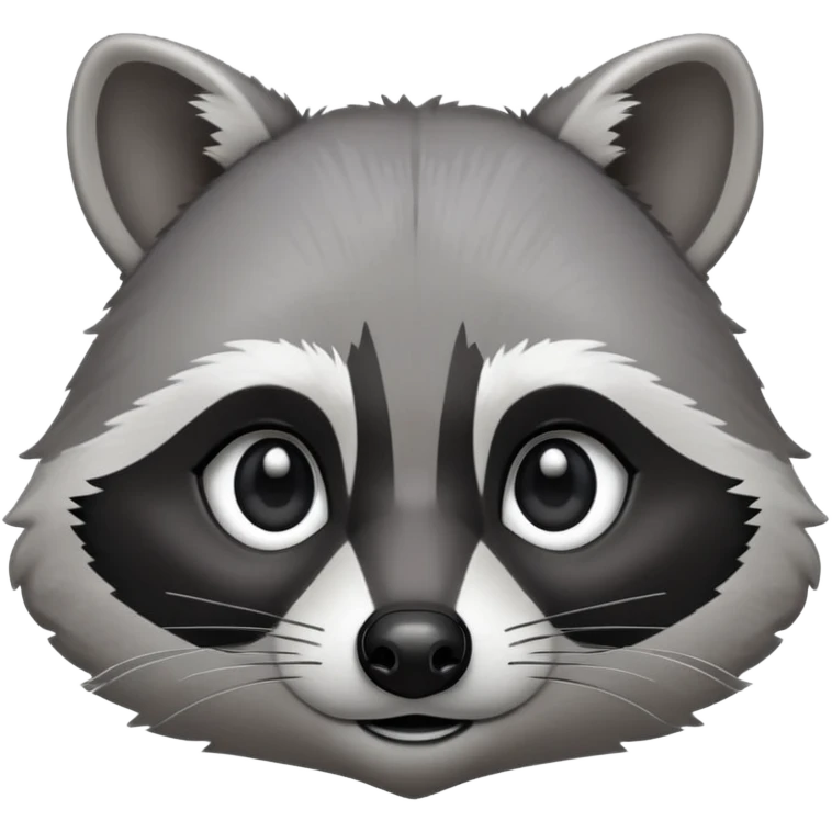 Cinematic-Noble-Raccoon-Portrait-Emoji – Poised and confident, with a sturdy build and a beautifully textured fur of silver-grey accented by dark black facial markings, deep-set, big black eyes, simplified yet sharp and sophisticated zoom out to show shoulders emoji