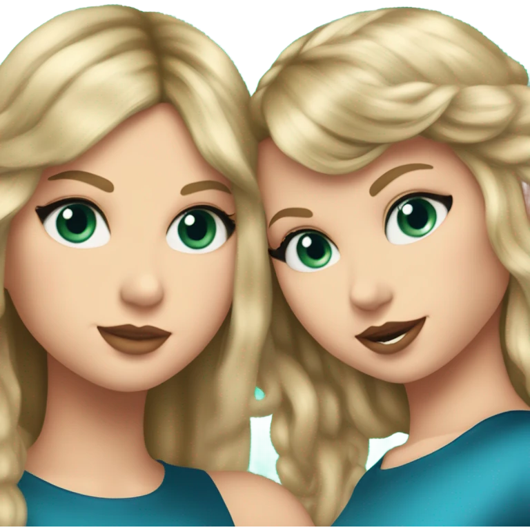 Create Taylor swift in her reputation era giving a hug to a 13 year old girl with medium length blonde straight hair and blue green eyes  emoji