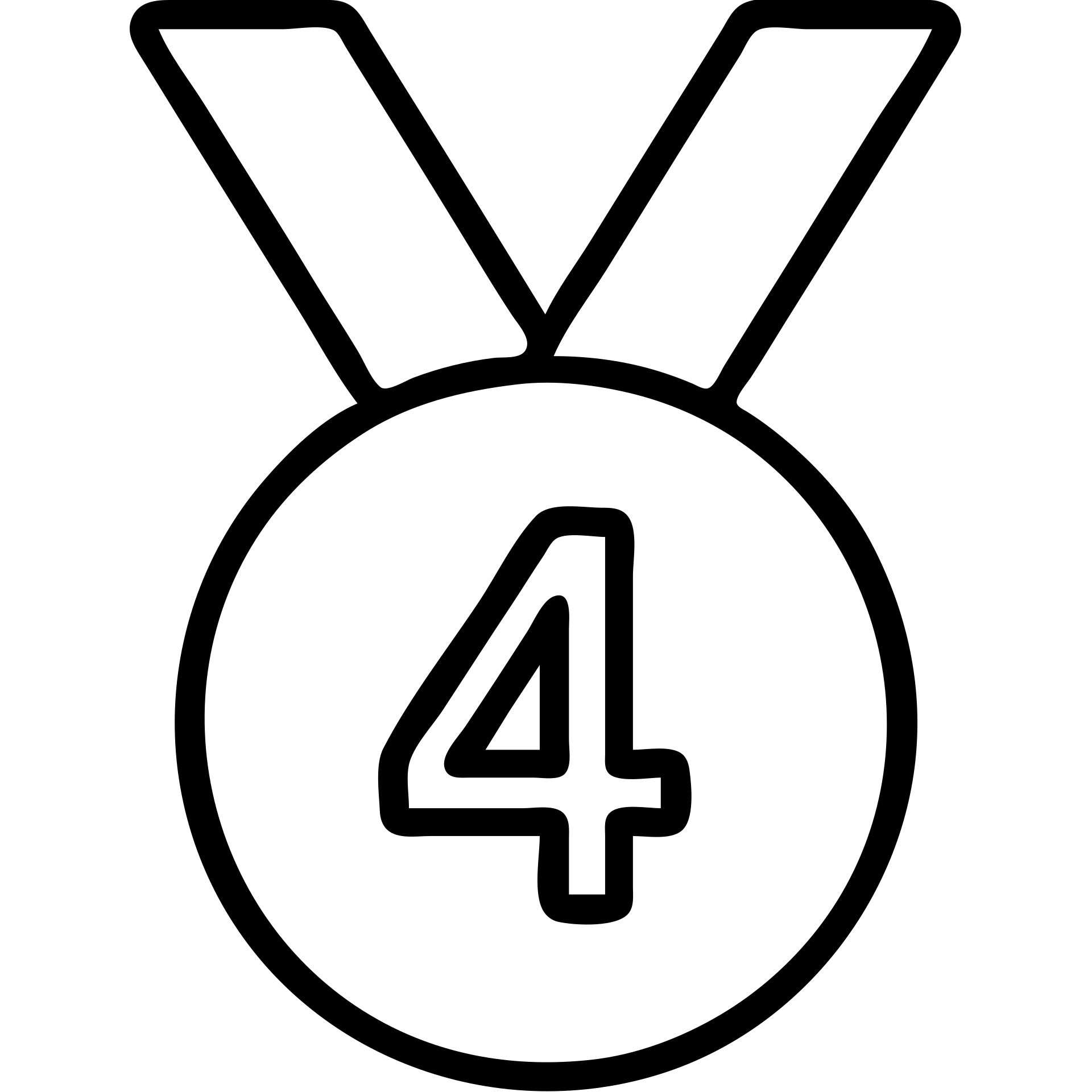 circular medal for 4th place with number 4 in the center, outlined emoji