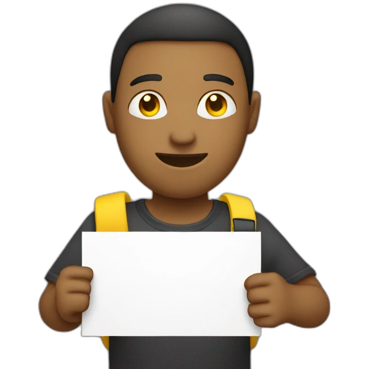 guy holding sign that have “p.” and the dot is in yellow emoji