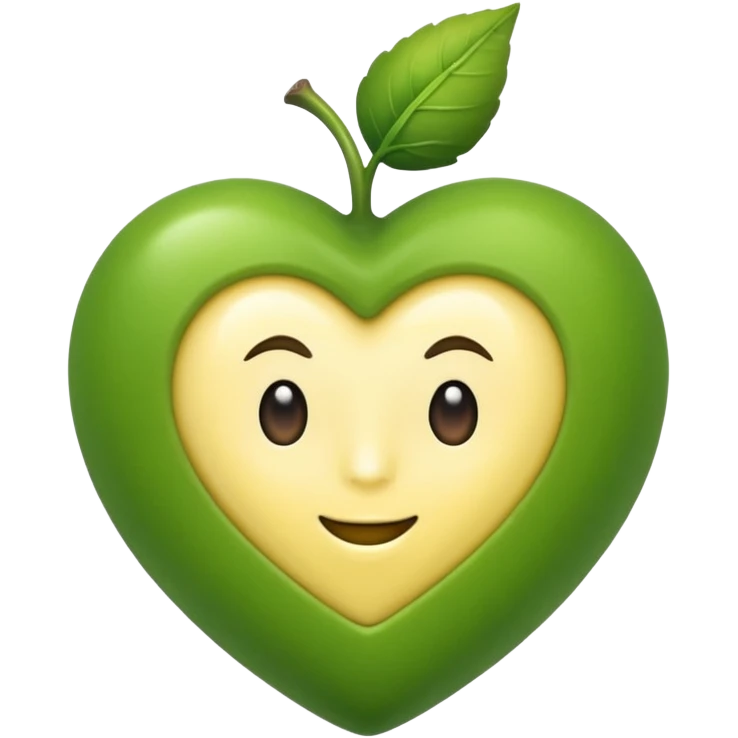 Eine grüne Birne in Herz Form auf der ein Stück Butter schmilzt mit Augen  emoji