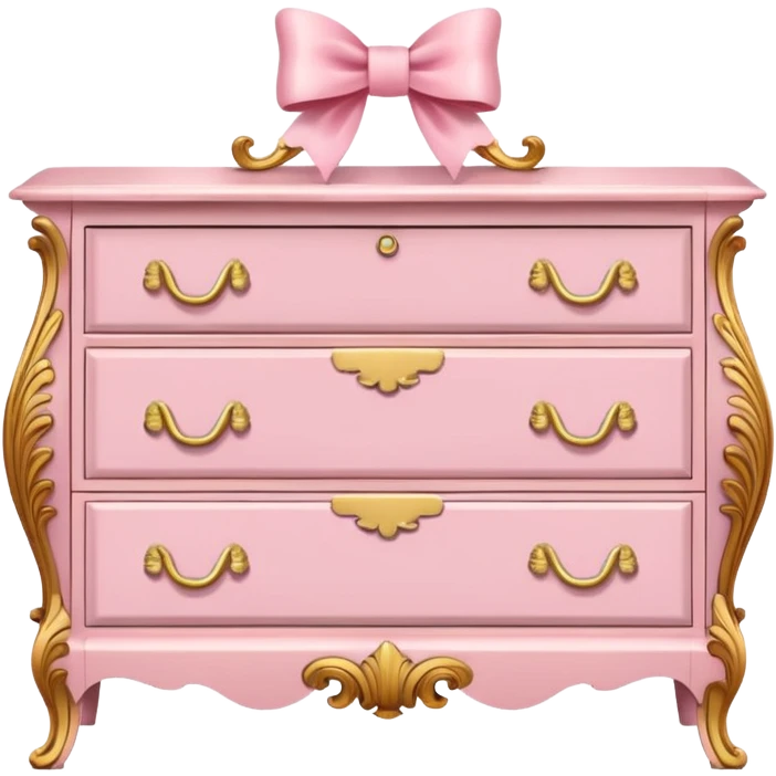 Pastel pink dresser with gold bow handles  emoji