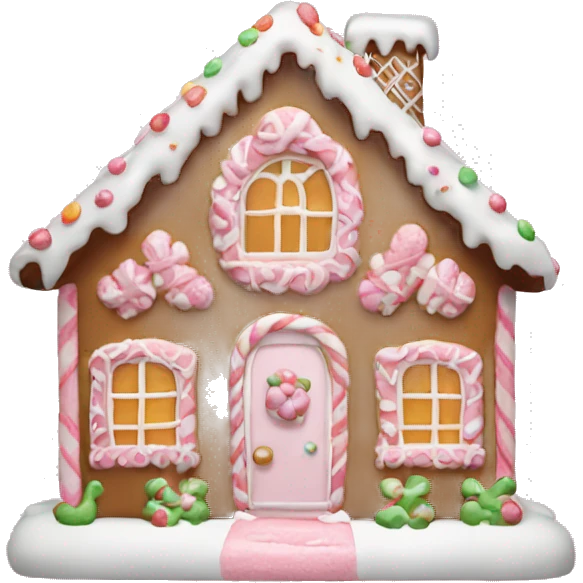 light pink and white complete gingerbread house emoji
