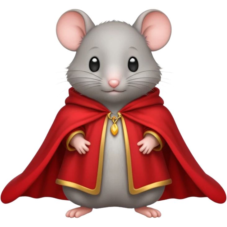 baby grey mouse, in magic red cloak emoji