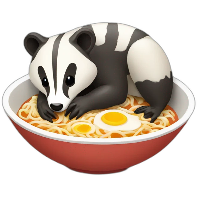 A badger eating ramen emoji