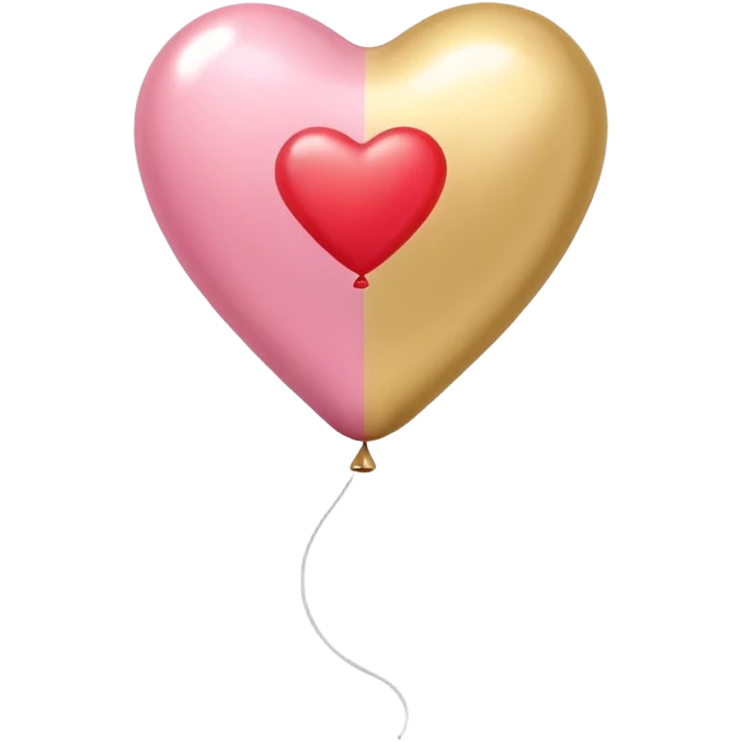 Romantic pastel gold and red and white and pink heart-shaped balloon emoji
