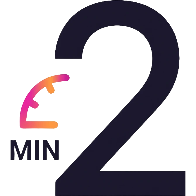 The number 2 with "min" indicator, like on a digital timer display emoji