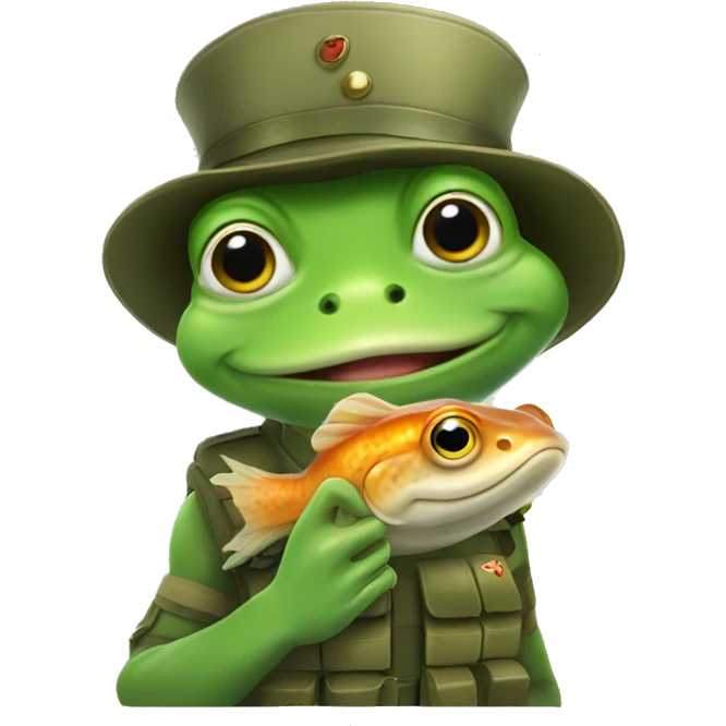 frog soldier petting a fish emoji