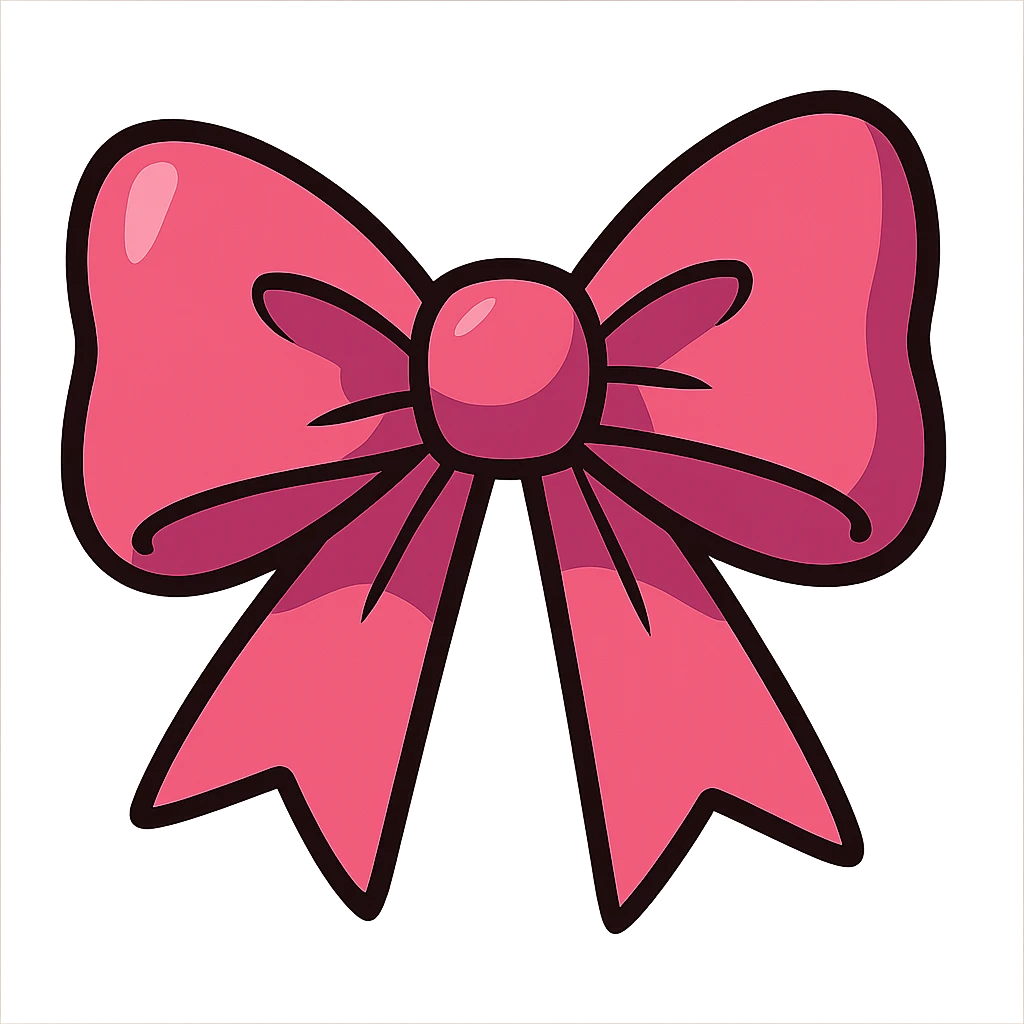 a pink bow ribbon, cartoon style with soft shadows emoji