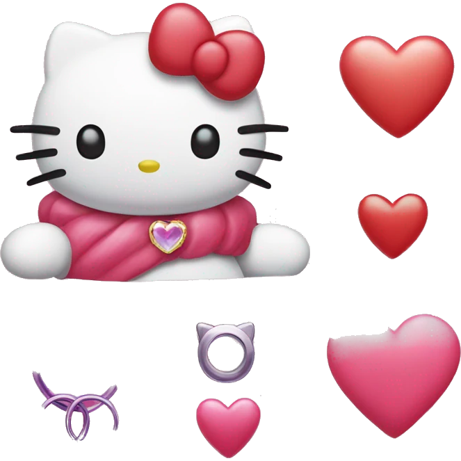 Hello kitty with hearts and a ring emoji