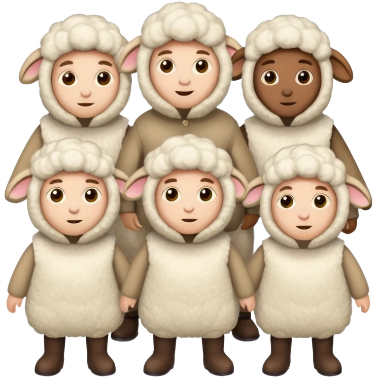 Quero 5 pessoas vestidas de ovelhas emoji