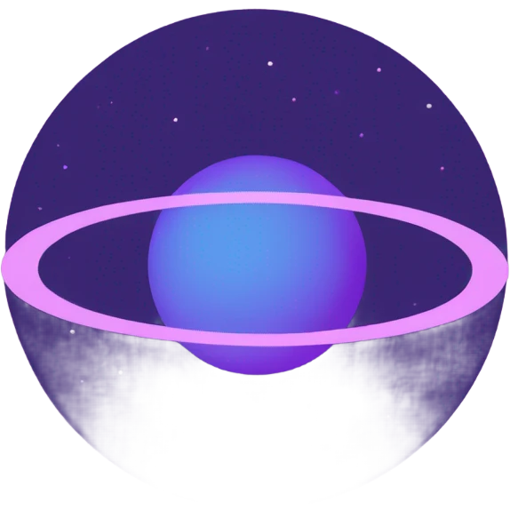 Saturn with rings blue pink and purple  emoji