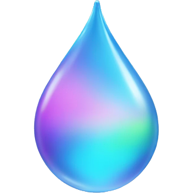 Holographic water drop emoji