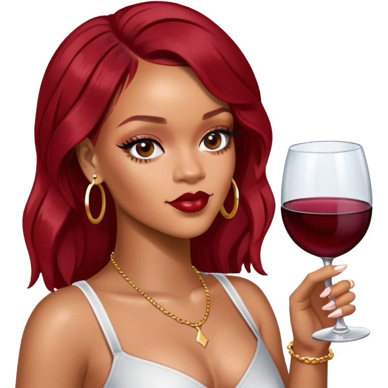 Photo Realistic Rihanna with wine glass emoji