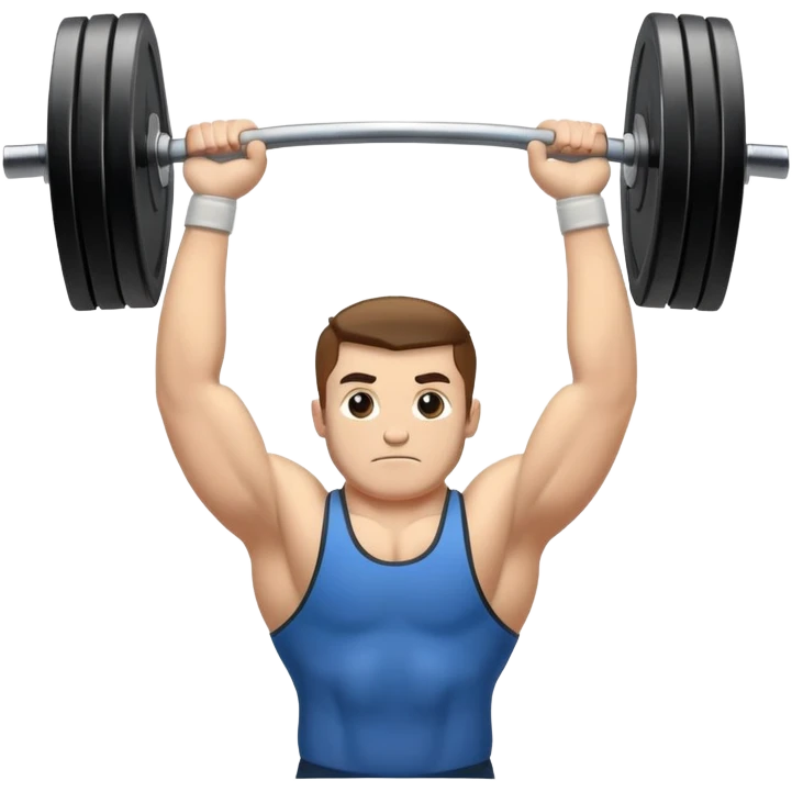 Emblem representing weightlifting, featuring a powerful lifter holding a barbell overhead, with weights clearly visible. The design focuses on strength and technique, symbolizing the discipline and precision of heavy lifting. emoji