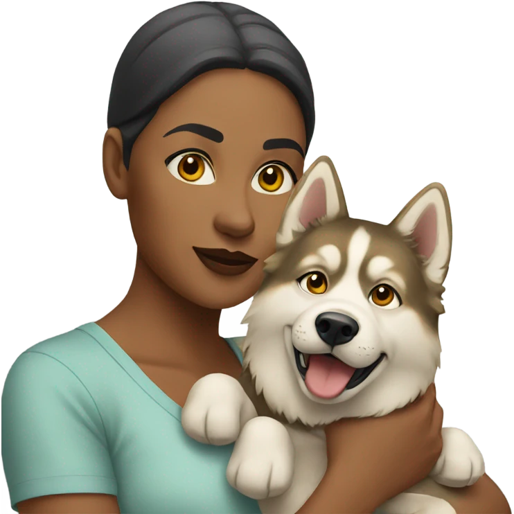 Woman and golden Husky  emoji