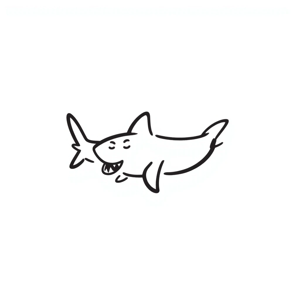 Hand-drawn shark with fins and tail emoji