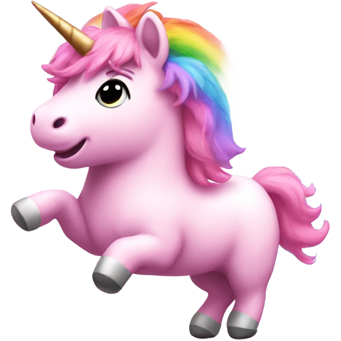 Pink fluffy unicorn dancing on a rainbow  emoji
