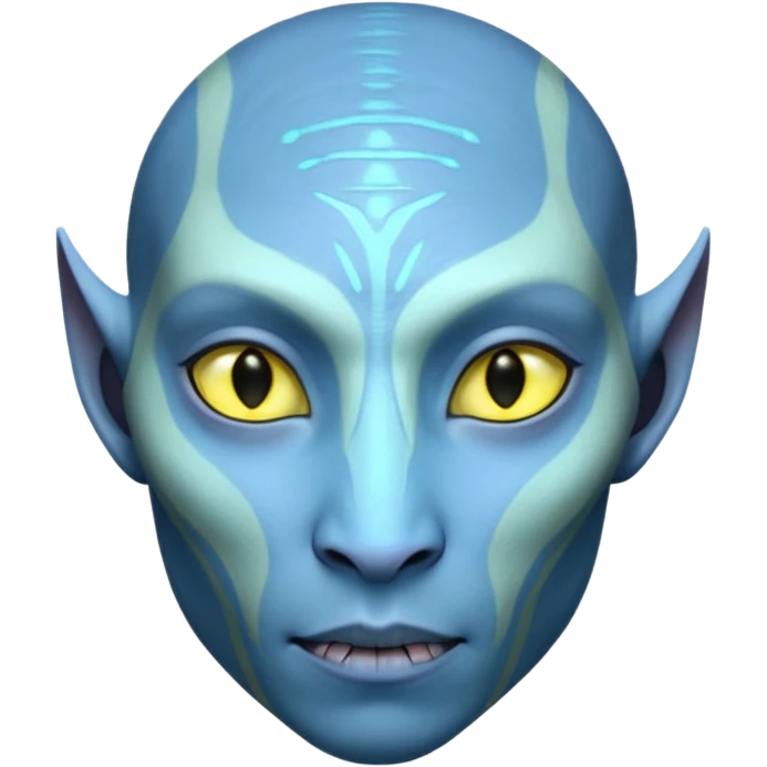 Na'vi character from Avatar movie, blue skin, bioluminescent markings, tall and slender, yellow eyes emoji