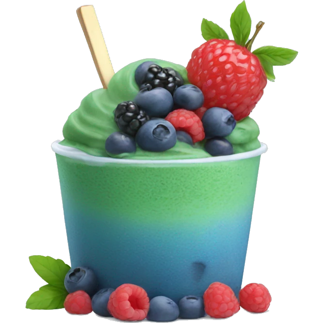 Blue Matcha late with berries  emoji
