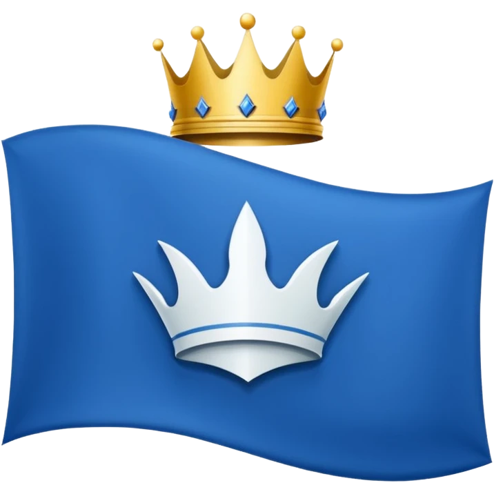Wave Banner — blue cloth + white crest,Royal Banner. emoji