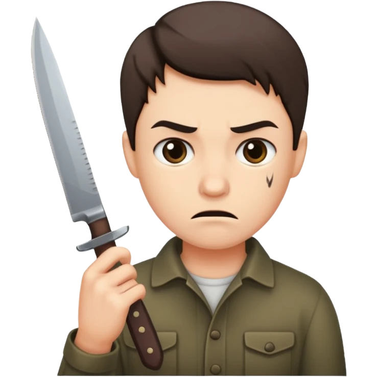 Classic Annoyed face with knife in hand emoji